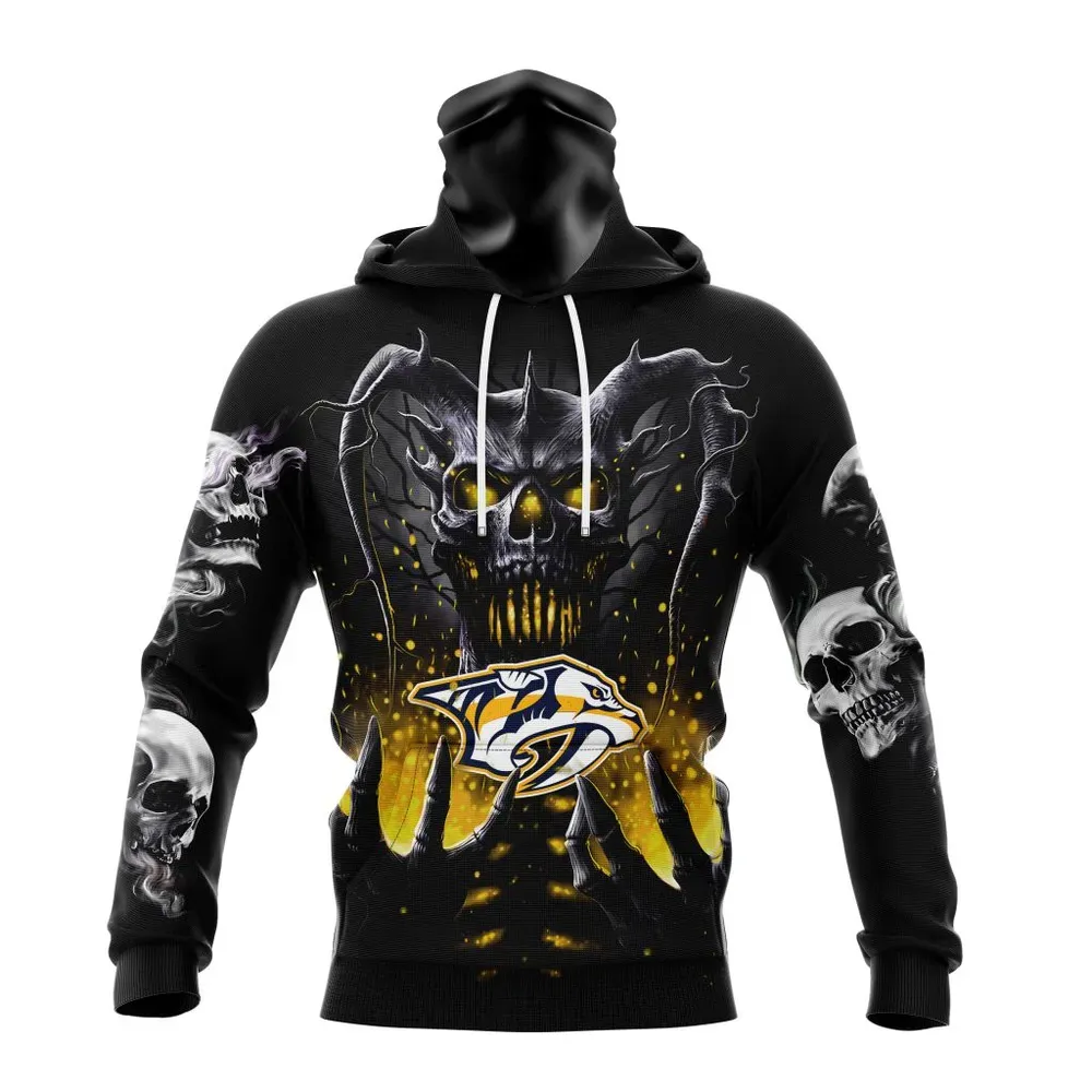 NHL Nashville Predators Special Skull Art Design St2301 Mask Hoodie