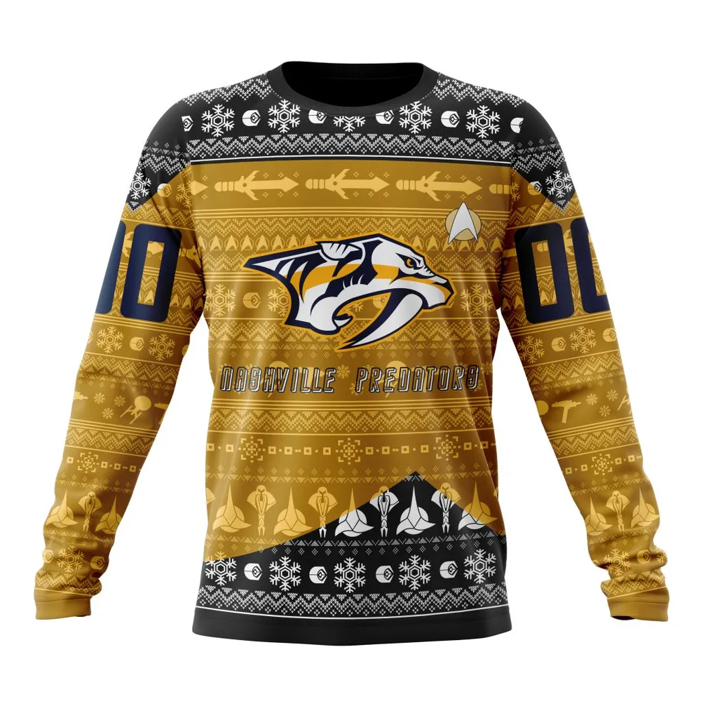 NHL Nashville Predators Special Star Trek Design St2201 Long Sleeved Sweatshirt 