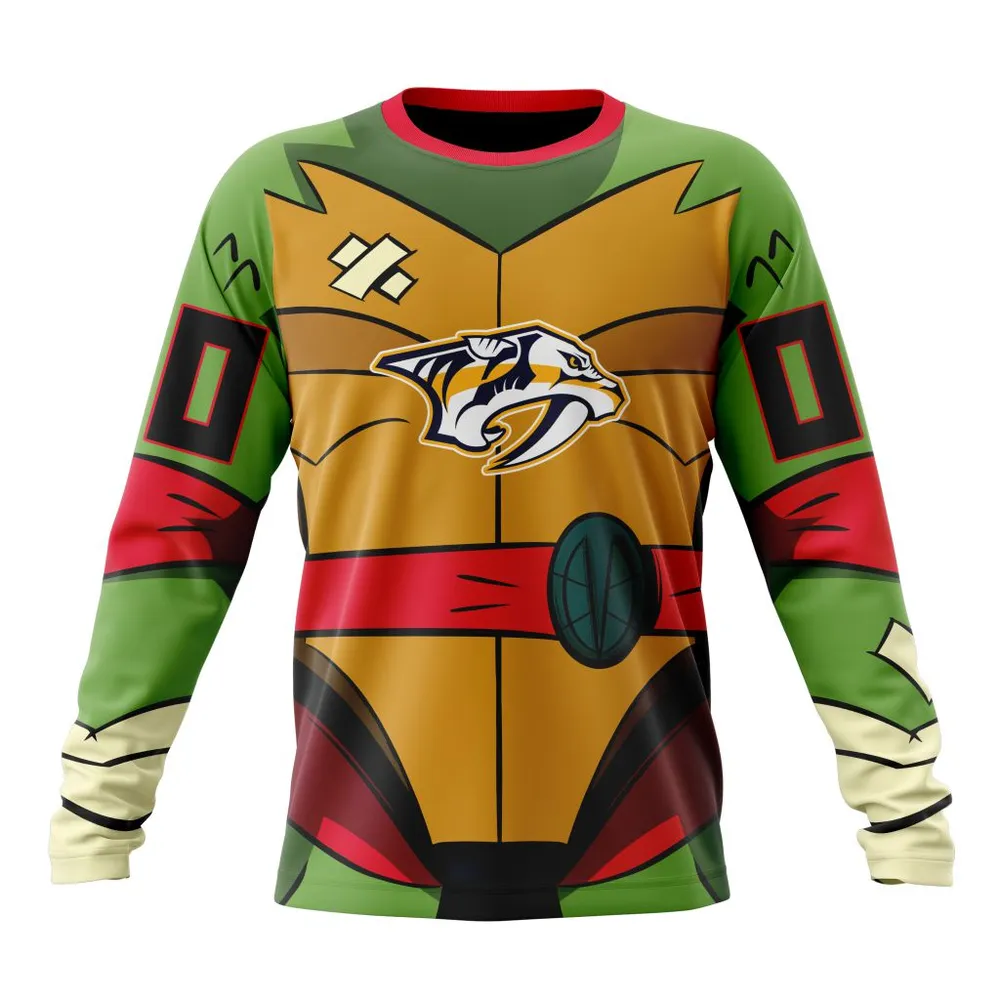 NHL Nashville Predators Special Teenage Mutant Ninja Turtles Design St2301 Long Sleeved Sweatshirt 