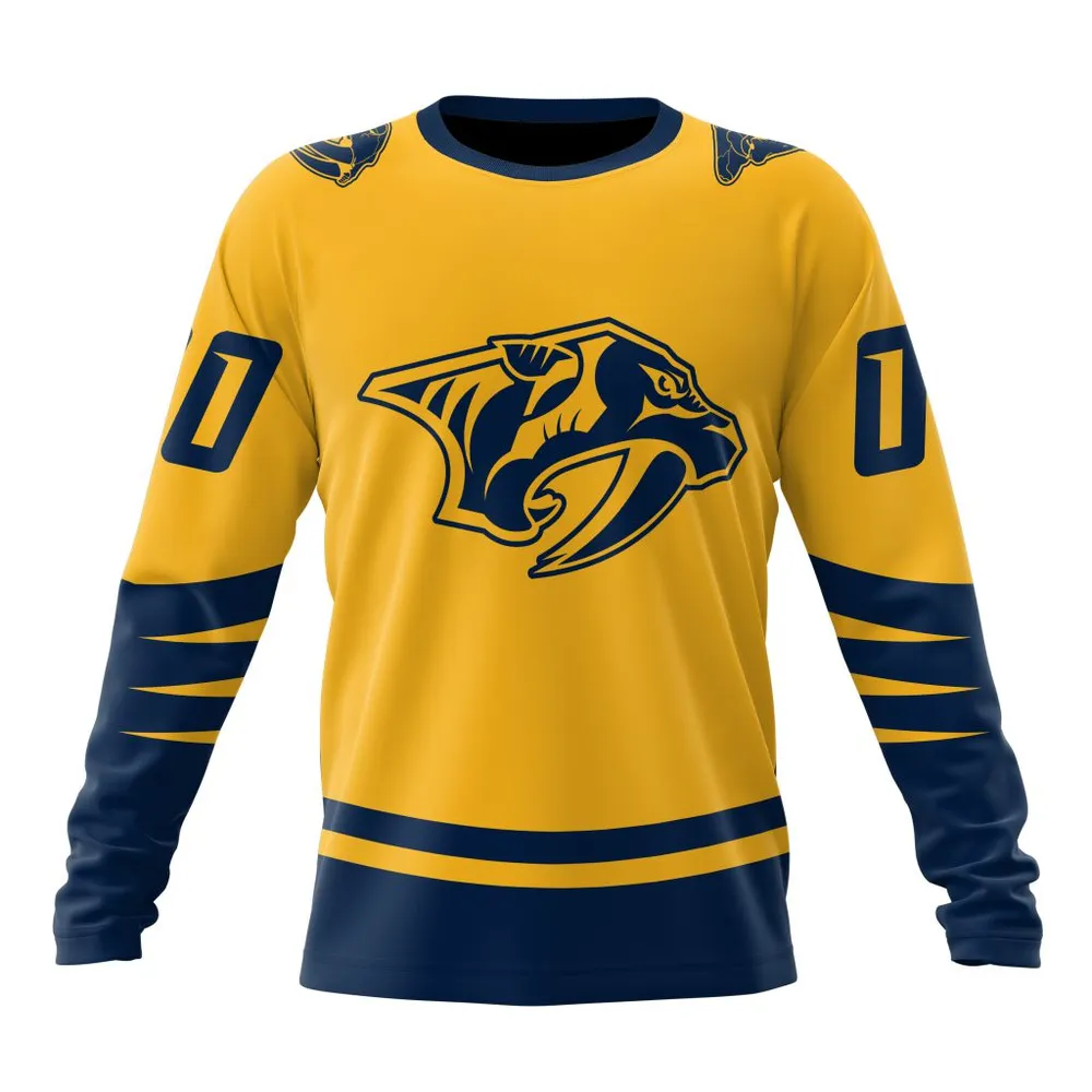 NHL Nashville Predators Special Two-Tone Design St2401 Long Sleeved Sweatshirt 