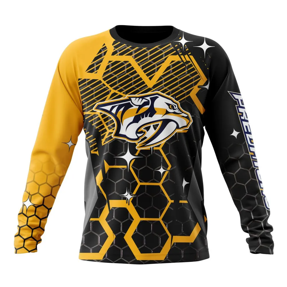 NHL Nashville Predators | Specialized Design With Motocross Syle V0222 Long Sleeved Sweatshirt 