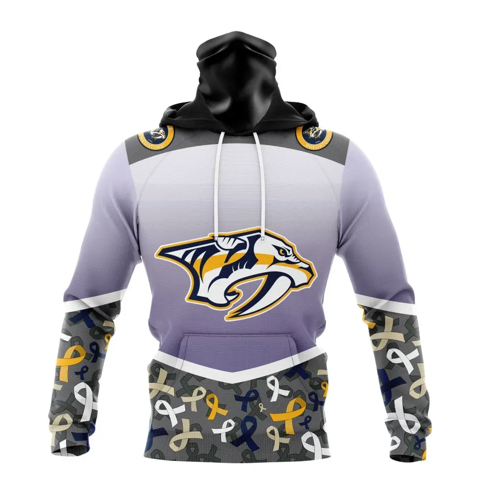 NHL Nashville Predators | Specialized Sport Fights Again All Cancer V0122 Mask Hoodie