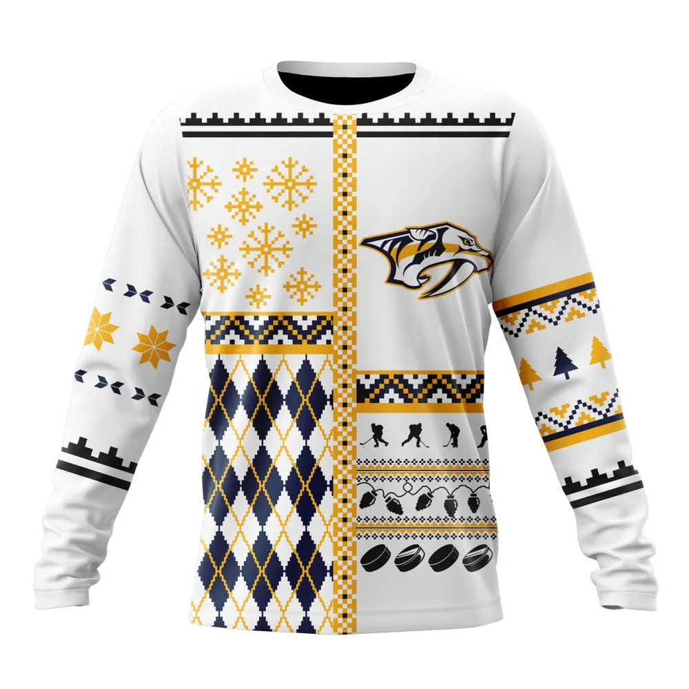 NHL Nashville Predators | Specialized Unisex Christmas Is Coming V01 Long Sleeved Sweatshirt 