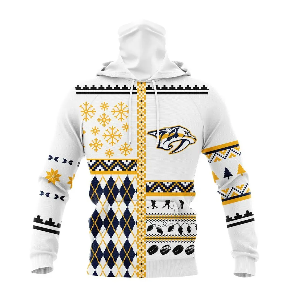 NHL Nashville Predators | Specialized Unisex Christmas Is Coming V01 Mask Hoodie