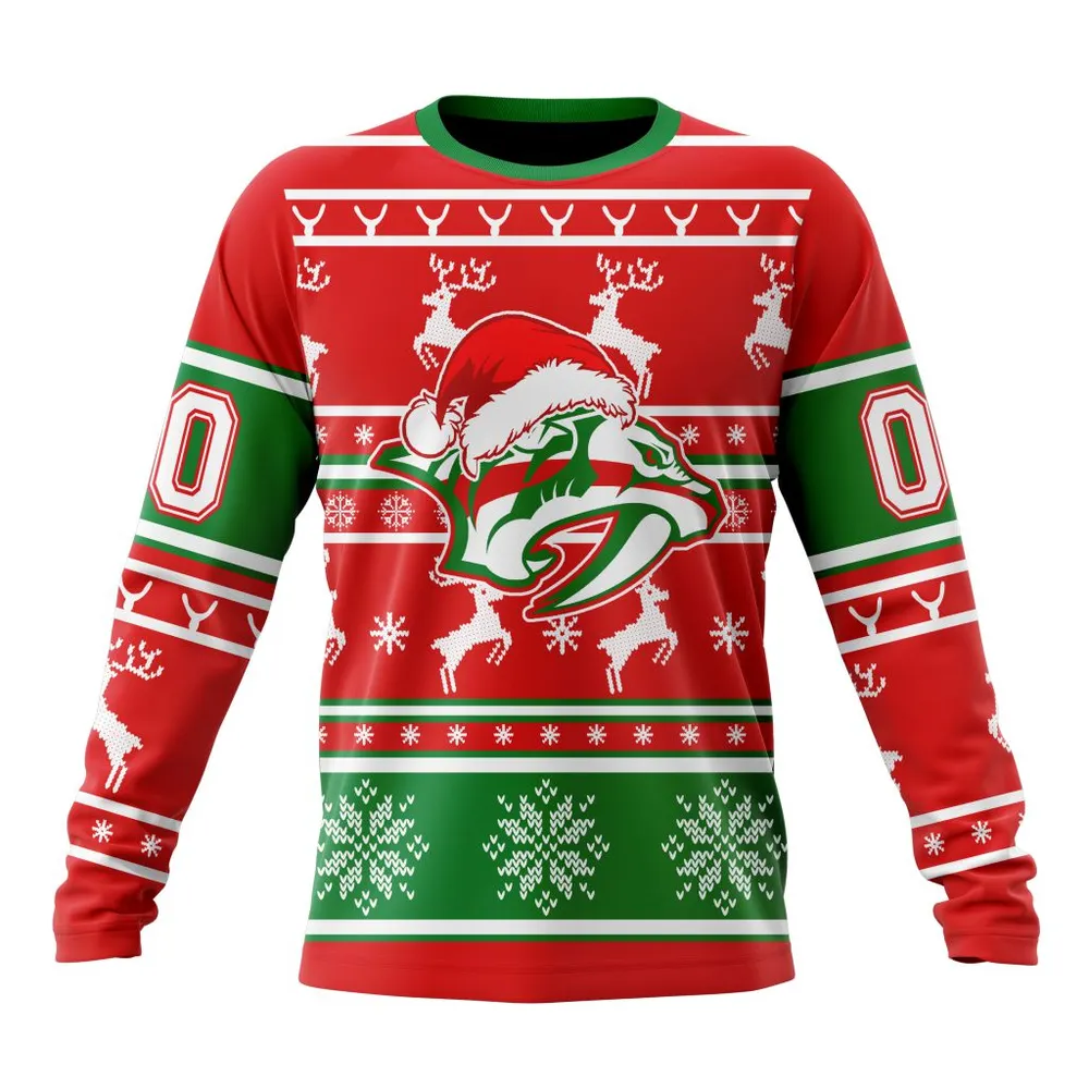 NHL Nashville Predators | Specialized Unisex Christmas Is Coming V02 Long Sleeved Sweatshirt 