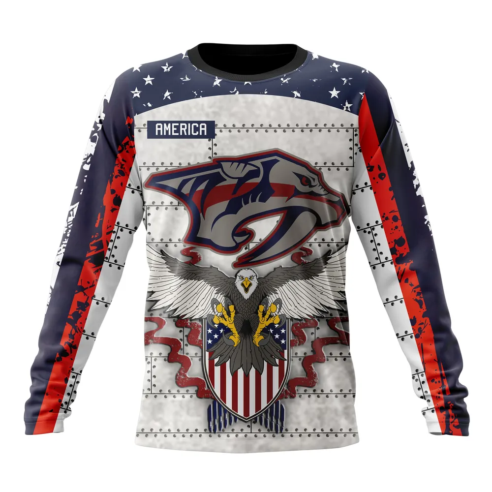 NHL Nashville Predators | Specialized Unisex In Us Concepts V0222 Long Sleeved Sweatshirt 