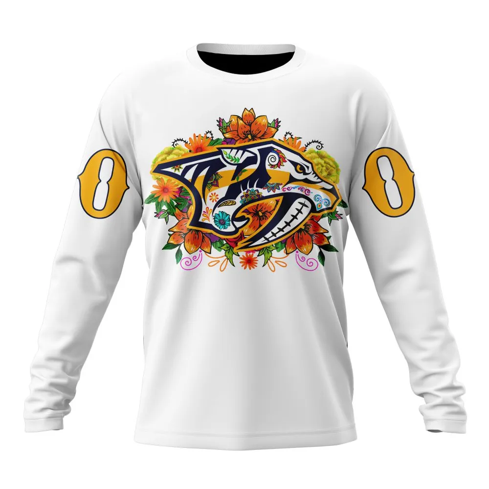 NHL Nashville Predators | Specialized Unisex Kits Dia De Muertos Long Sleeved Sweatshirt 