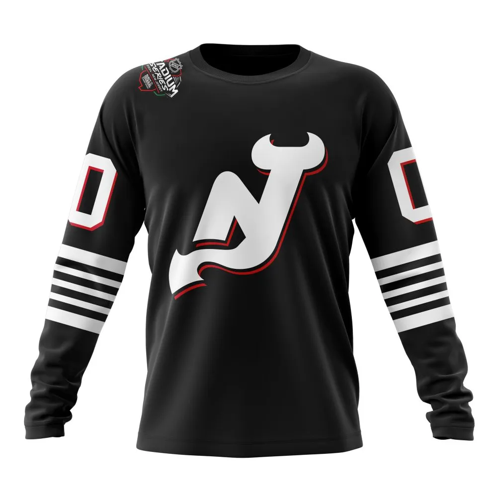 NHL New Jersey Devils 2024 Stadium Series Design Concept Kits Long Sleeved Sweatshirt 