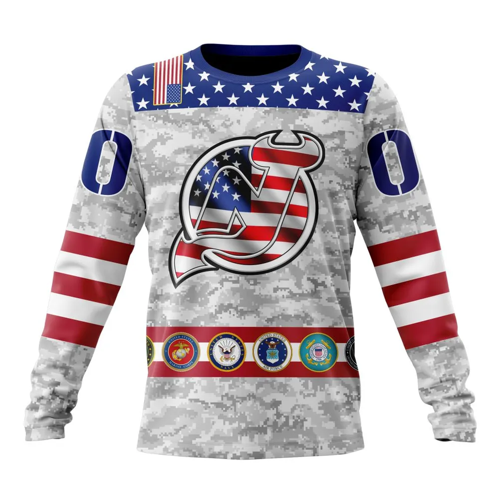 NHL New Jersey Devils Armed Forces Appreciation St2201 Long Sleeved Sweatshirt 