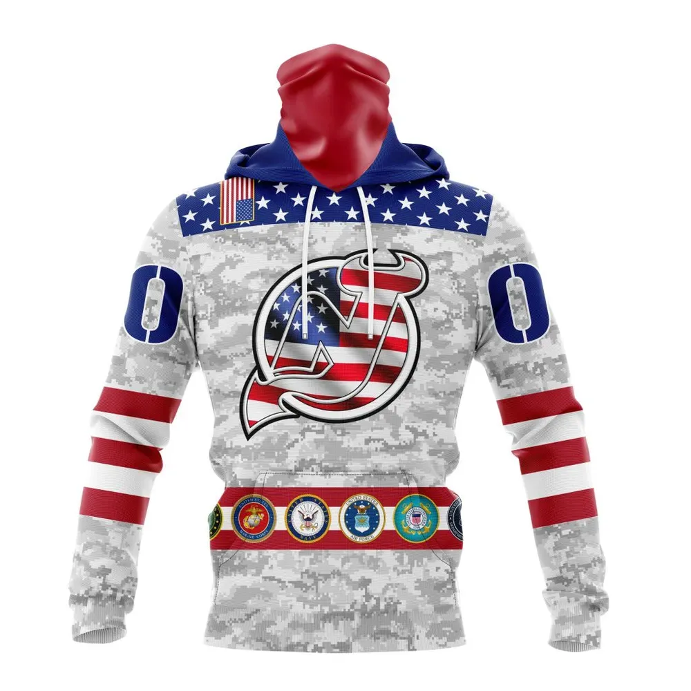 NHL New Jersey Devils Armed Forces Appreciation St2201 Mask Hoodie