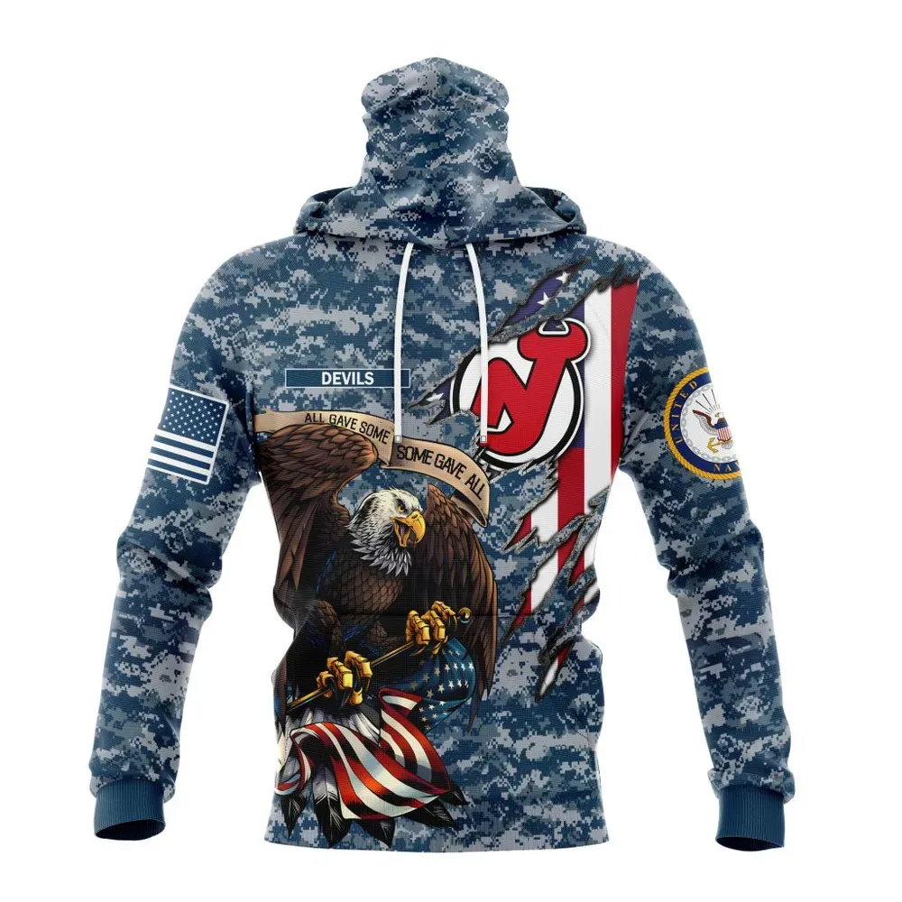 NHL New Jersey Devils Honor Us Navy Veterans St2202 Mask Hoodie