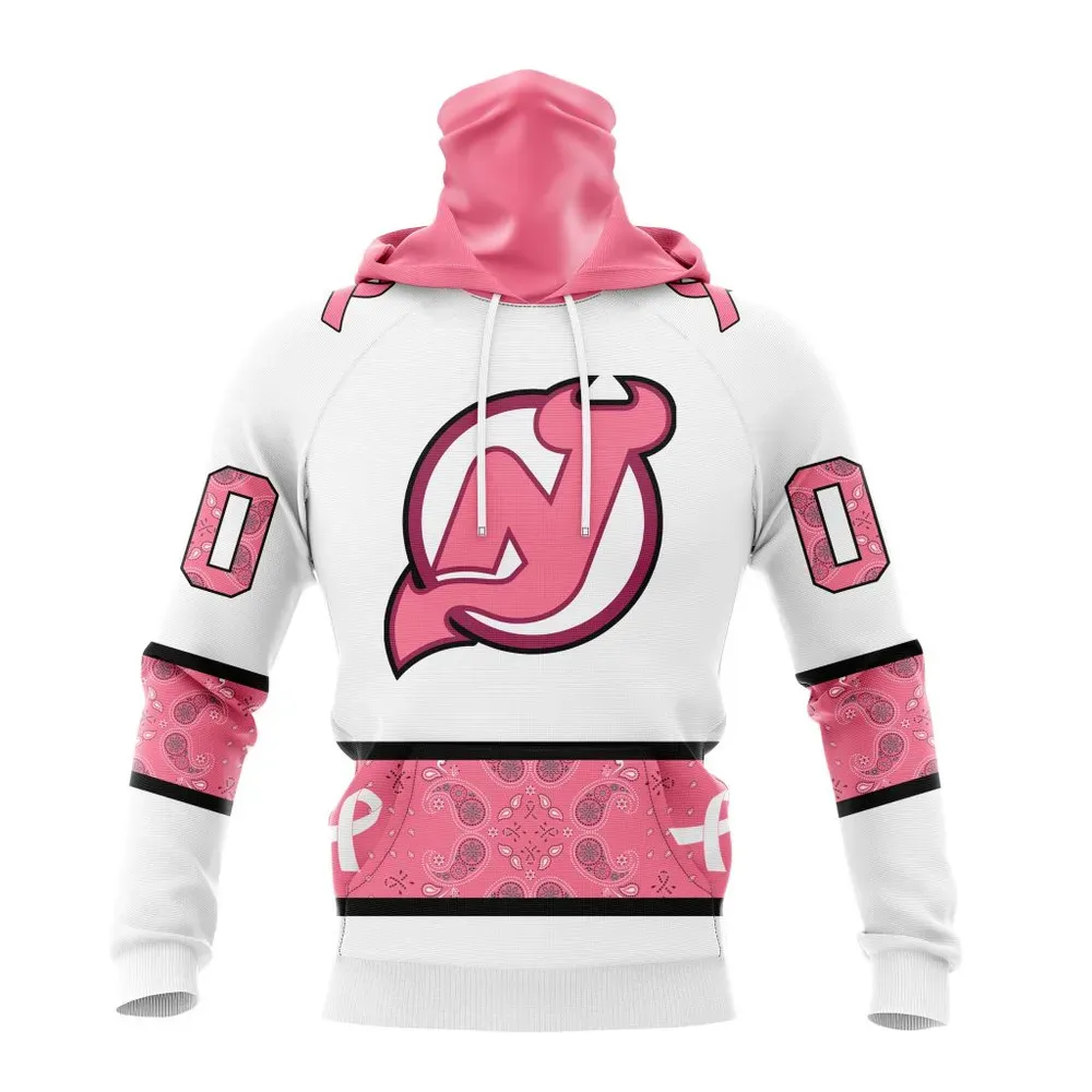 NHL New Jersey Devils In Classic Style With Paisley! In October We Wear Pink Breast Cancer Mask Hoodie