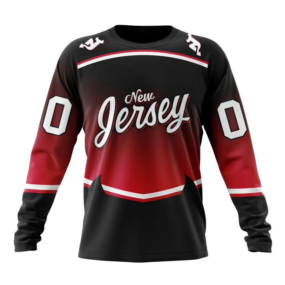 NHL New Jersey Devils Personalize Gradient Series Concept St2301 Long Sleeved Sweatshirt 