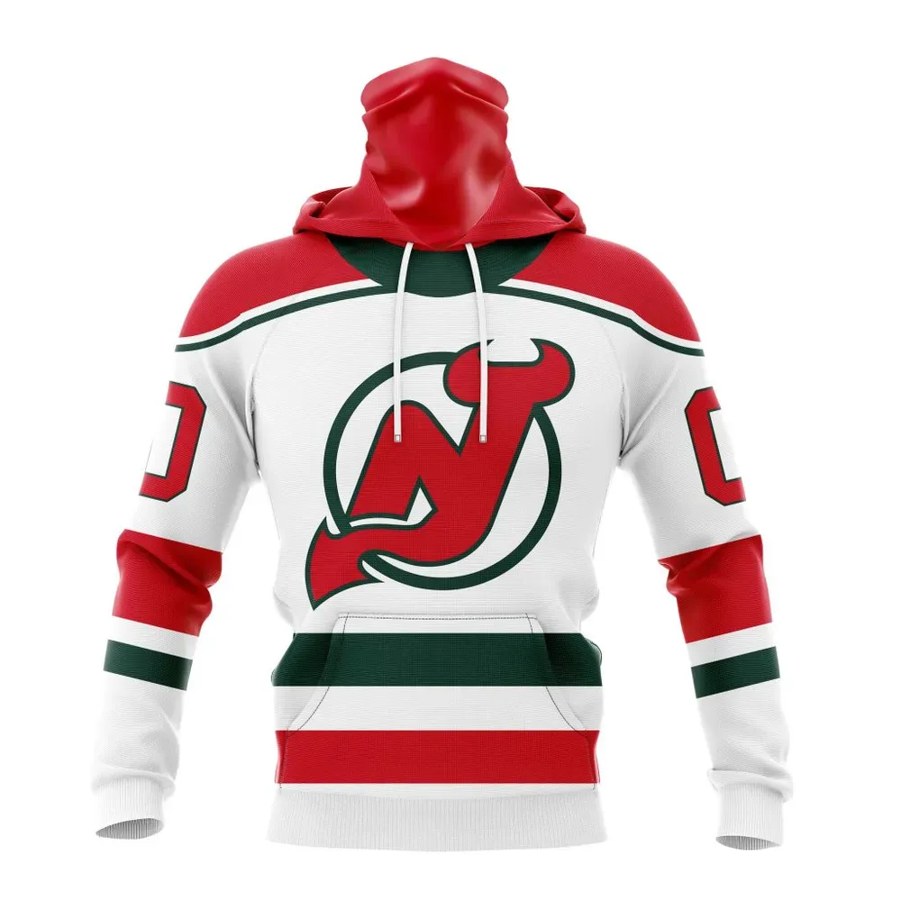 NHL New Jersey Devils Personalize Heritage Kits Mask Hoodie