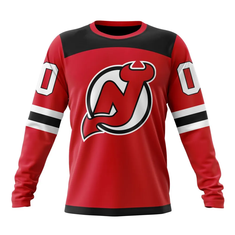 NHL New Jersey Devils Personalized Home Kits Long Sleeved Sweatshirt 