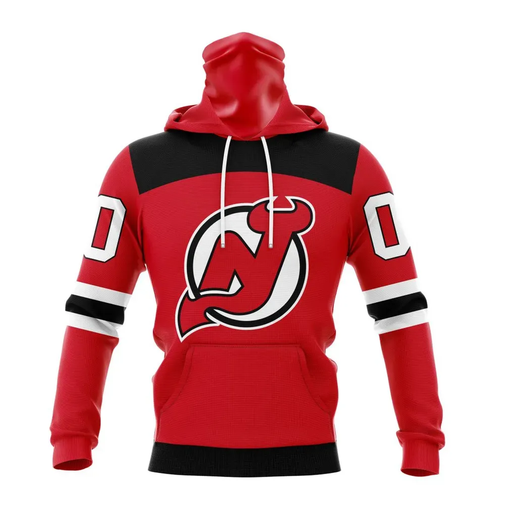 NHL New Jersey Devils Personalized Home Kits Mask Hoodie