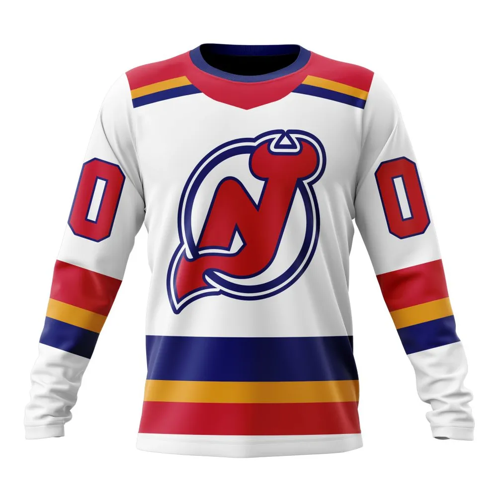 NHL New Jersey Devils Reverse Retro Kits Long Sleeved Sweatshirt 