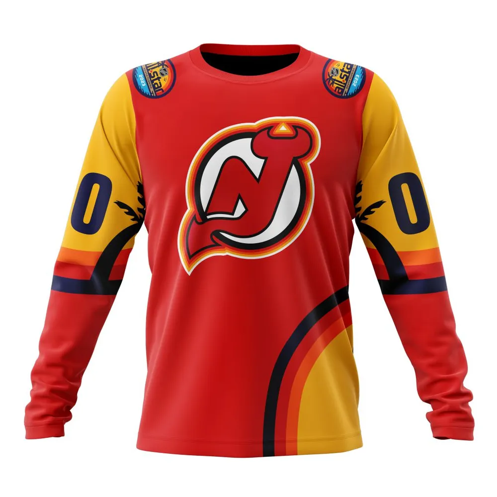 NHL New Jersey Devils Special All-Star Game Design With Florida Sunset Long Sleeved Sweatshirt 