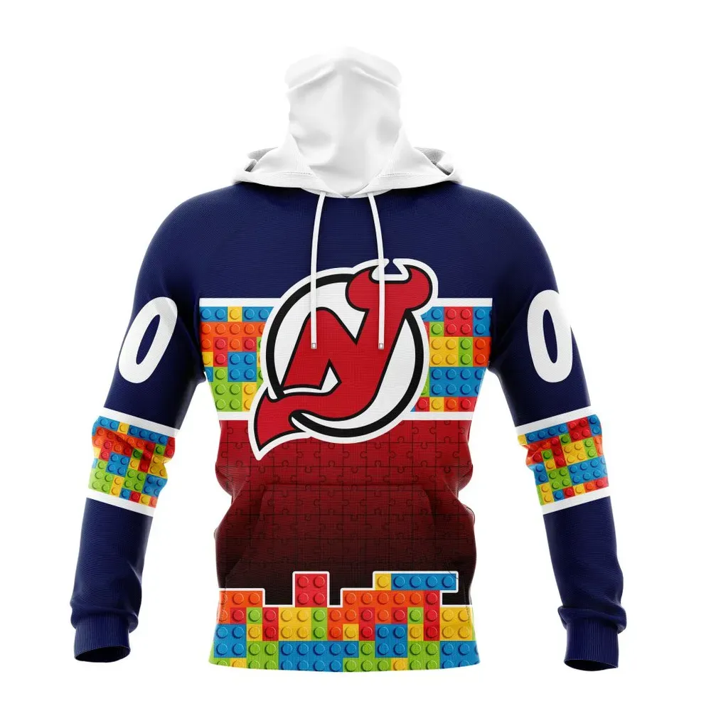 NHL New Jersey Devils Special Autism Awareness Design V2301 Mask Hoodie