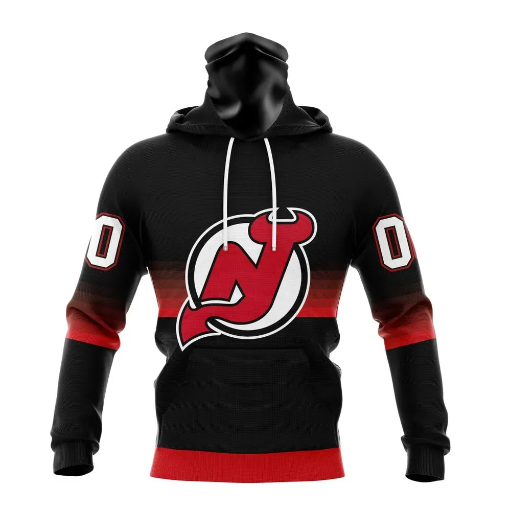 NHL New Jersey Devils Special Black And Gradient Design St2301 Mask Hoodie