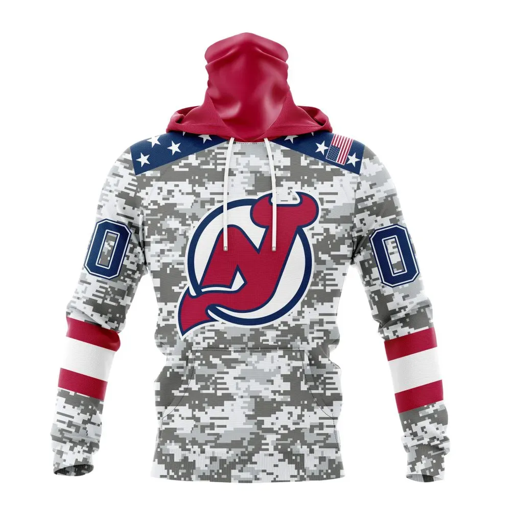 NHL New Jersey Devils Special Camo Design For Veterans Day St2301 Mask Hoodie