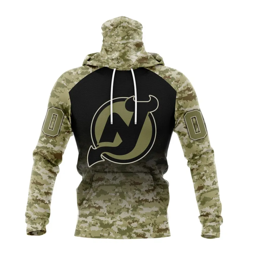 NHL New Jersey Devils Special Camo Design For Veterans Day St2302 Mask Hoodie