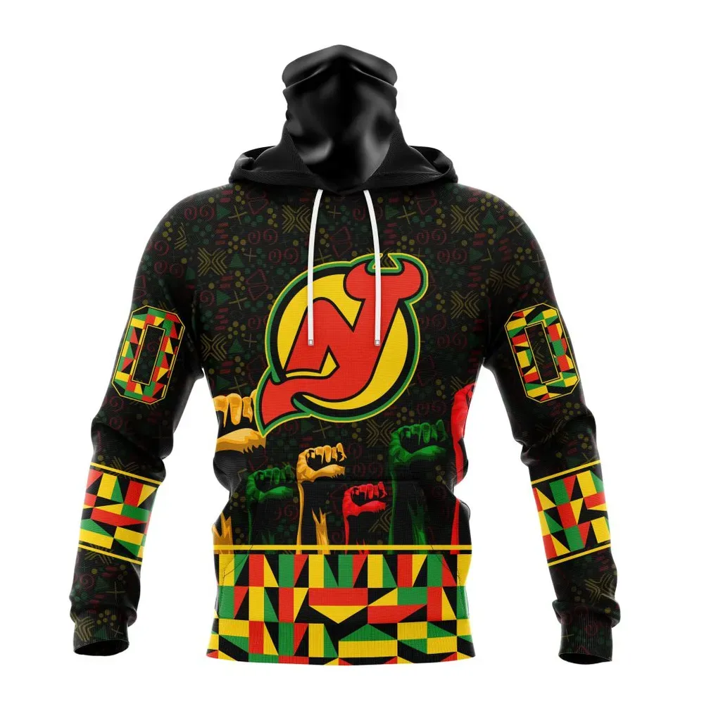 NHL New Jersey Devils Special Design Celebrate Black History Month St2201 Mask Hoodie