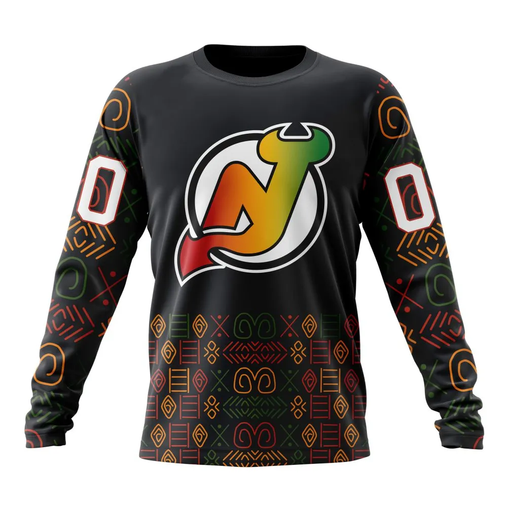 NHL New Jersey Devils Special Design For Black History Month St2401 Long Sleeved Sweatshirt 