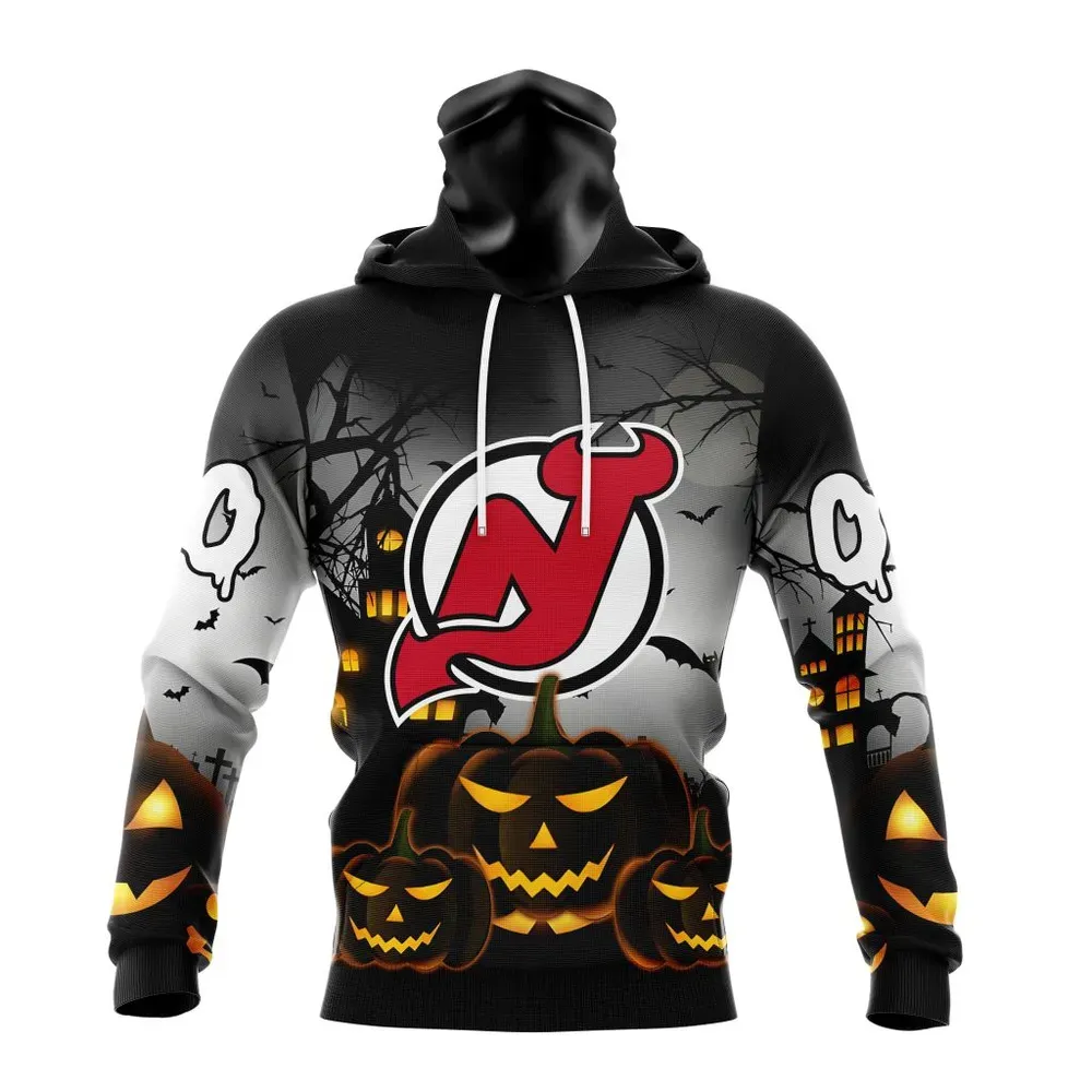 NHL New Jersey Devils Special Design For Halloween St2302 Mask Hoodie