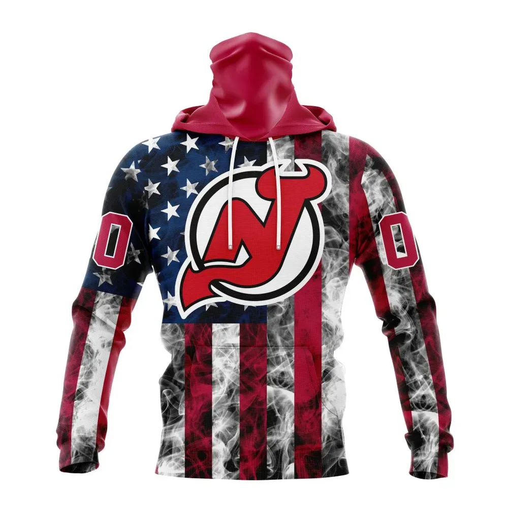 NHL New Jersey Devils Special Design For Independence Day The Fourth Of July St2401 Mask Hoodie