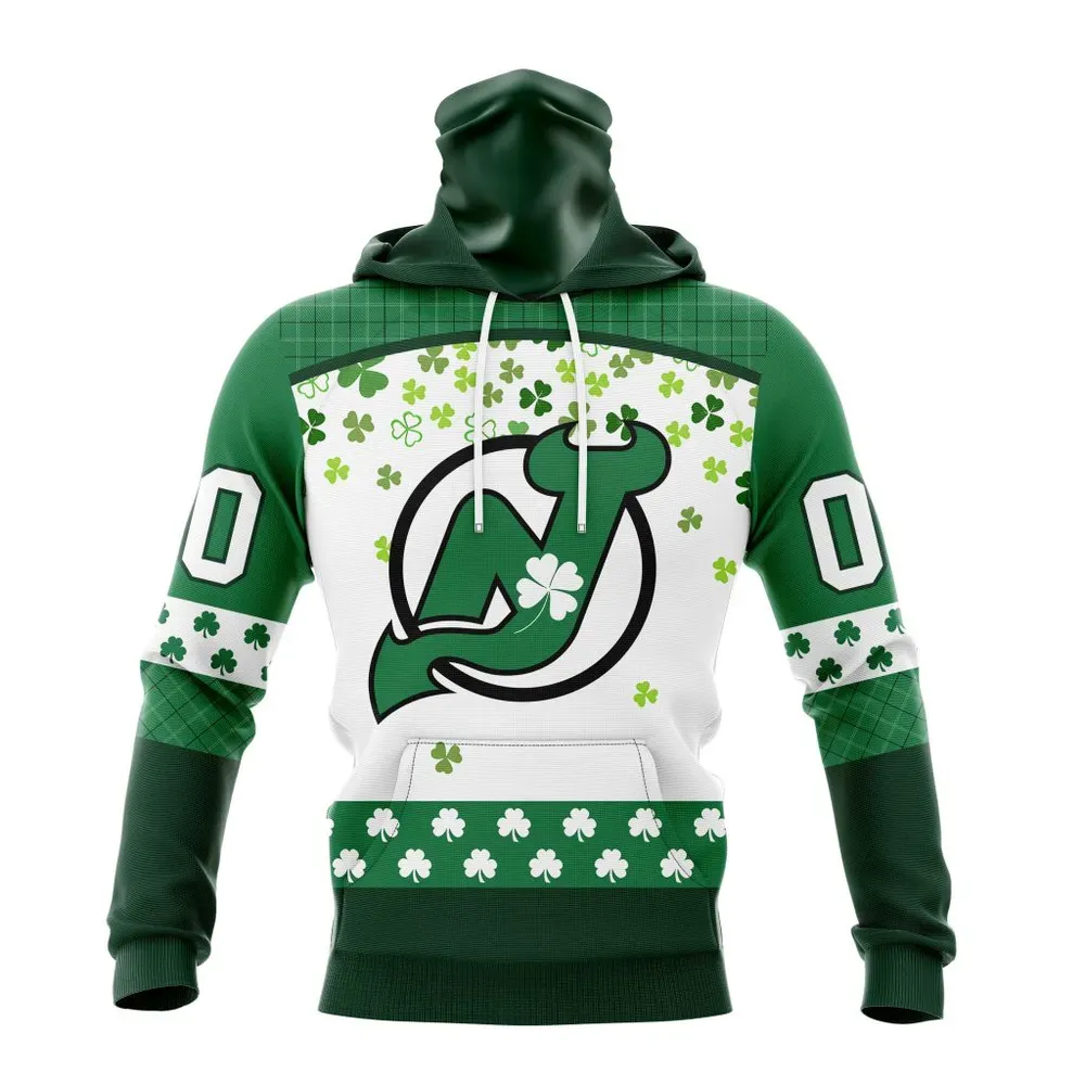 NHL New Jersey Devils Special Design For St. Patrick Day St2401 Mask Hoodie