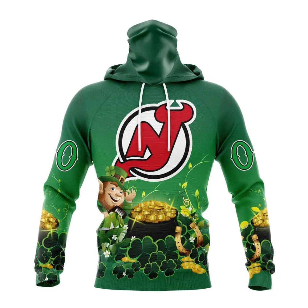 NHL New Jersey Devils Special Design For St. Patrickâ€™S Day St2403 Mask Hoodie