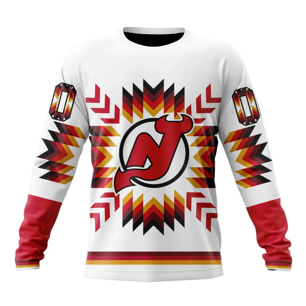 NHL New Jersey Devils Special Design With Native Pattern St2302 Long Sleeved Sweatshirt 