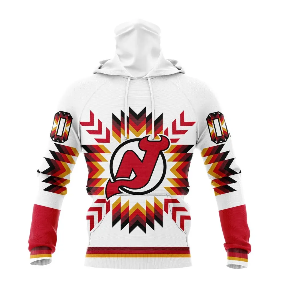 NHL New Jersey Devils Special Design With Native Pattern St2302 Mask Hoodie