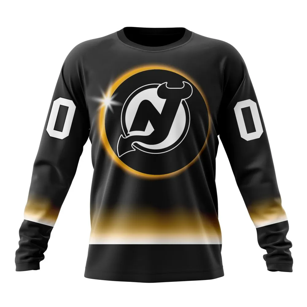 NHL New Jersey Devils Special Eclipse Design St2401 Long Sleeved Sweatshirt 