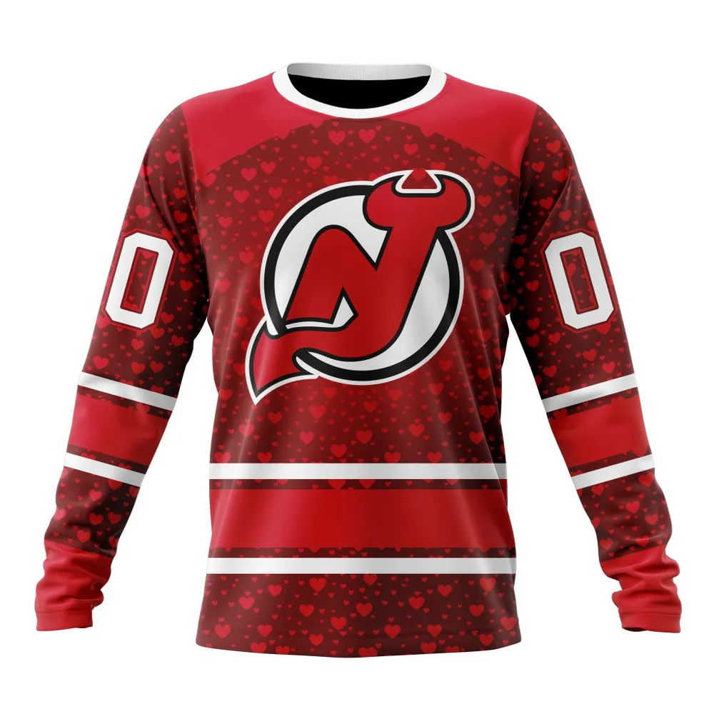 NHL New Jersey Devils Special Gift For Valentines Day St2401 Long Sleeved Sweatshirt 