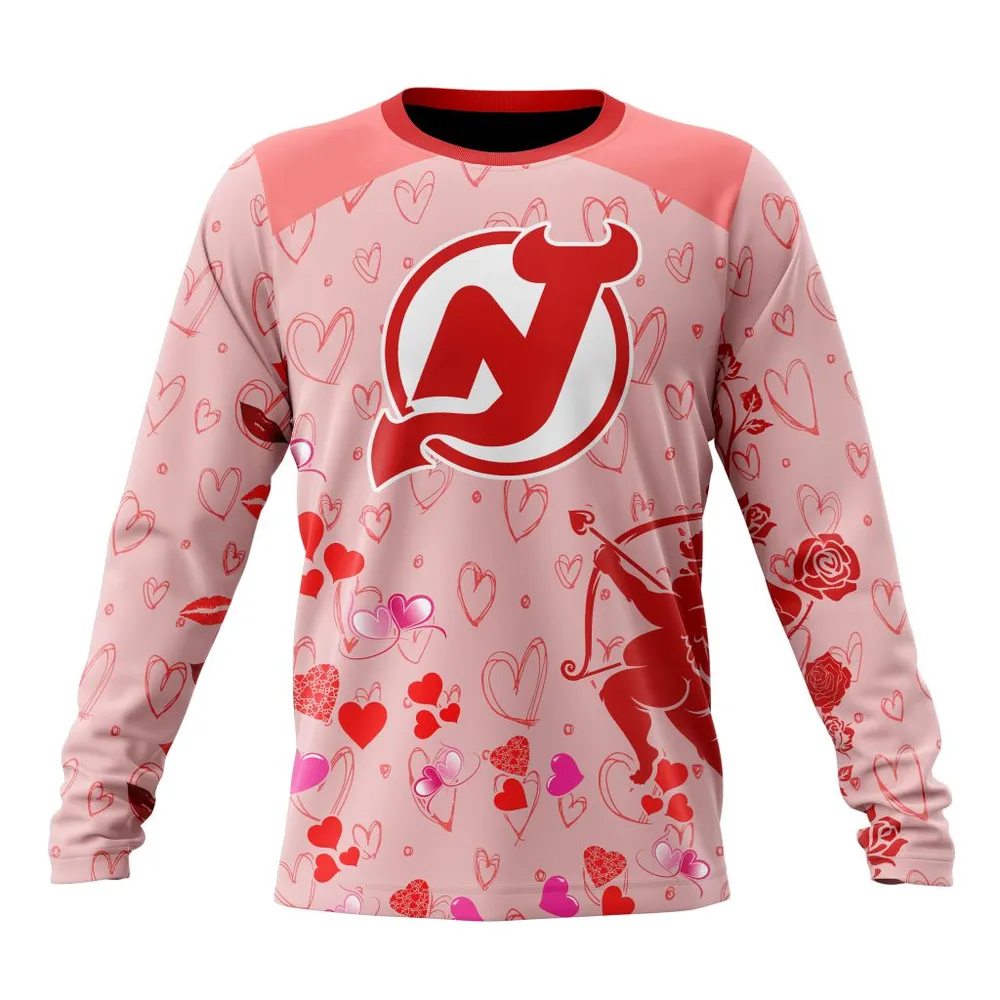 NHL New Jersey Devils Special Gift For Valentines Day St2402 Long Sleeved Sweatshirt 