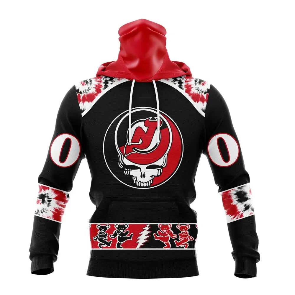 NHL New Jersey Devils Special Grateful Dead Design St2301 Mask Hoodie