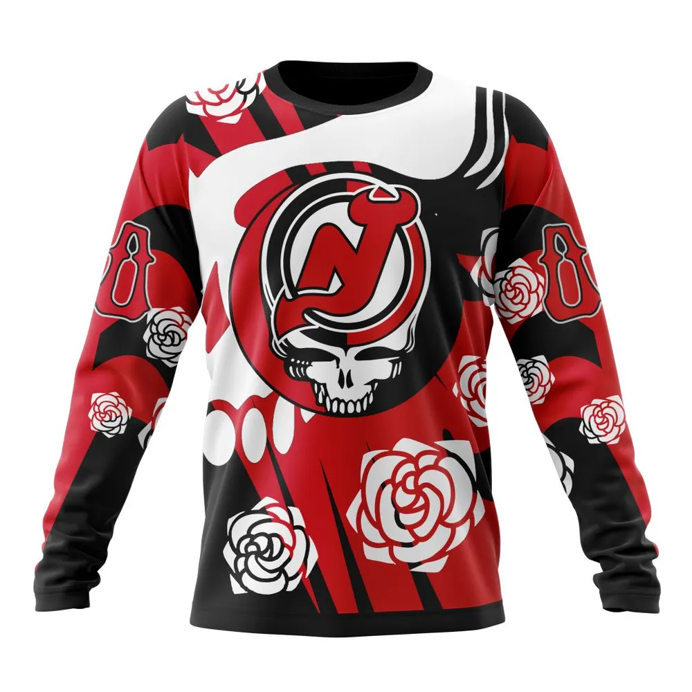 NHL New Jersey Devils Special Grateful Dead Design St2305 Long Sleeved Sweatshirt 