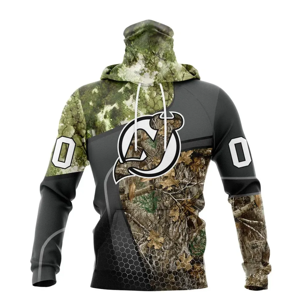 NHL New Jersey Devils Special Hunting Camo Design St2302 Mask Hoodie