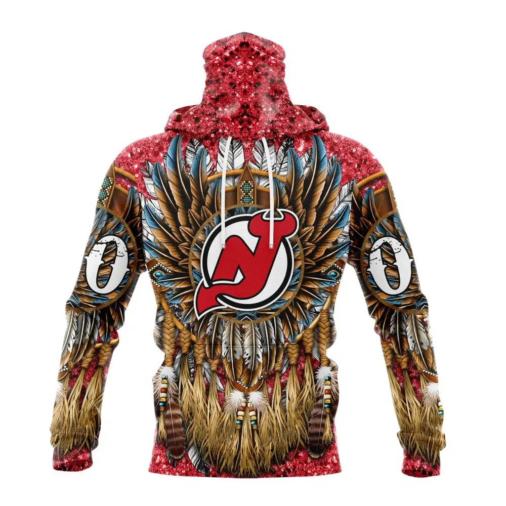 NHL New Jersey Devils Special Native Costume Design St2201 Mask Hoodie