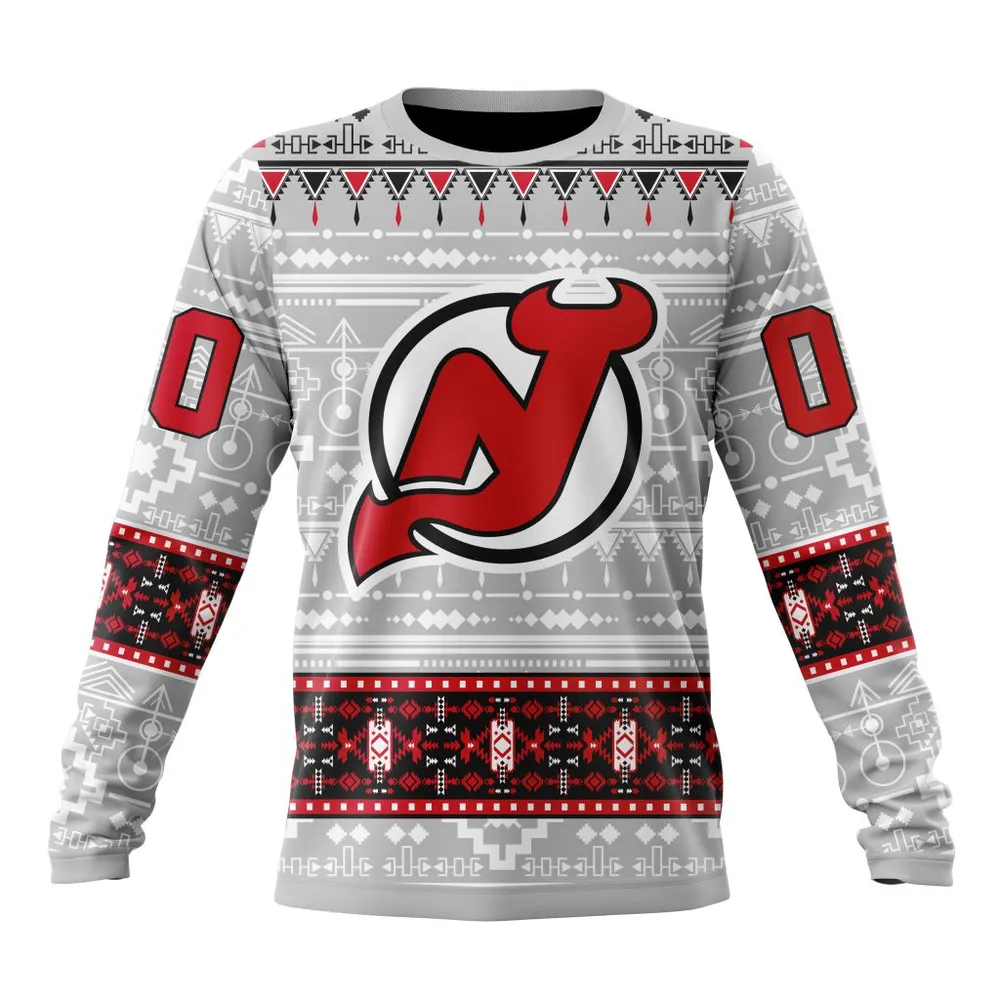 NHL New Jersey Devils Special Native Design St2302 Long Sleeved Sweatshirt 