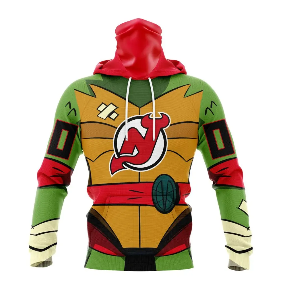 NHL New Jersey Devils Special Teenage Mutant Ninja Turtles Design St2301 Mask Hoodie