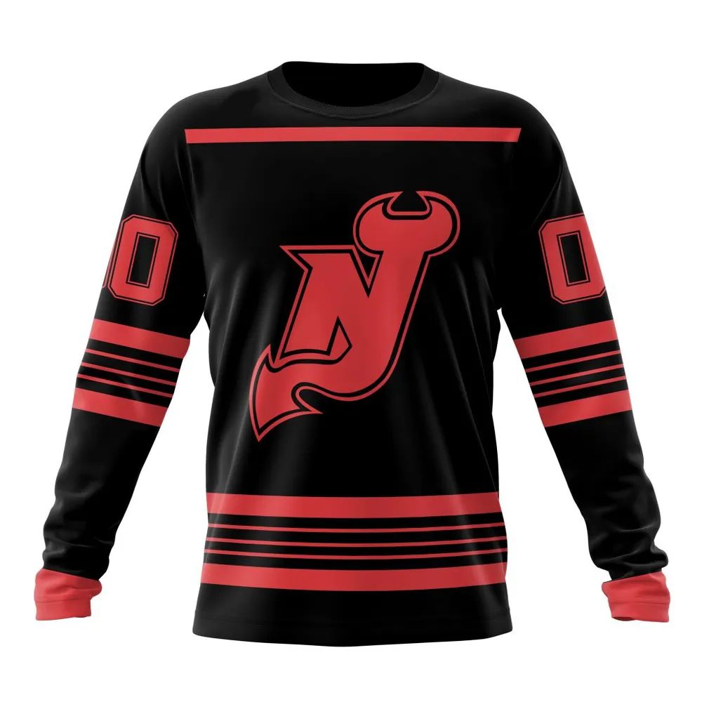 NHL New Jersey Devils Special Two-Tone Design St2401 Long Sleeved Sweatshirt 