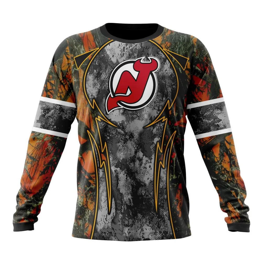 NHL New Jersey Devils | Specialized Design Wih Camo Concepts For Hungting In Forest Long Sleeved Sweatshirt 