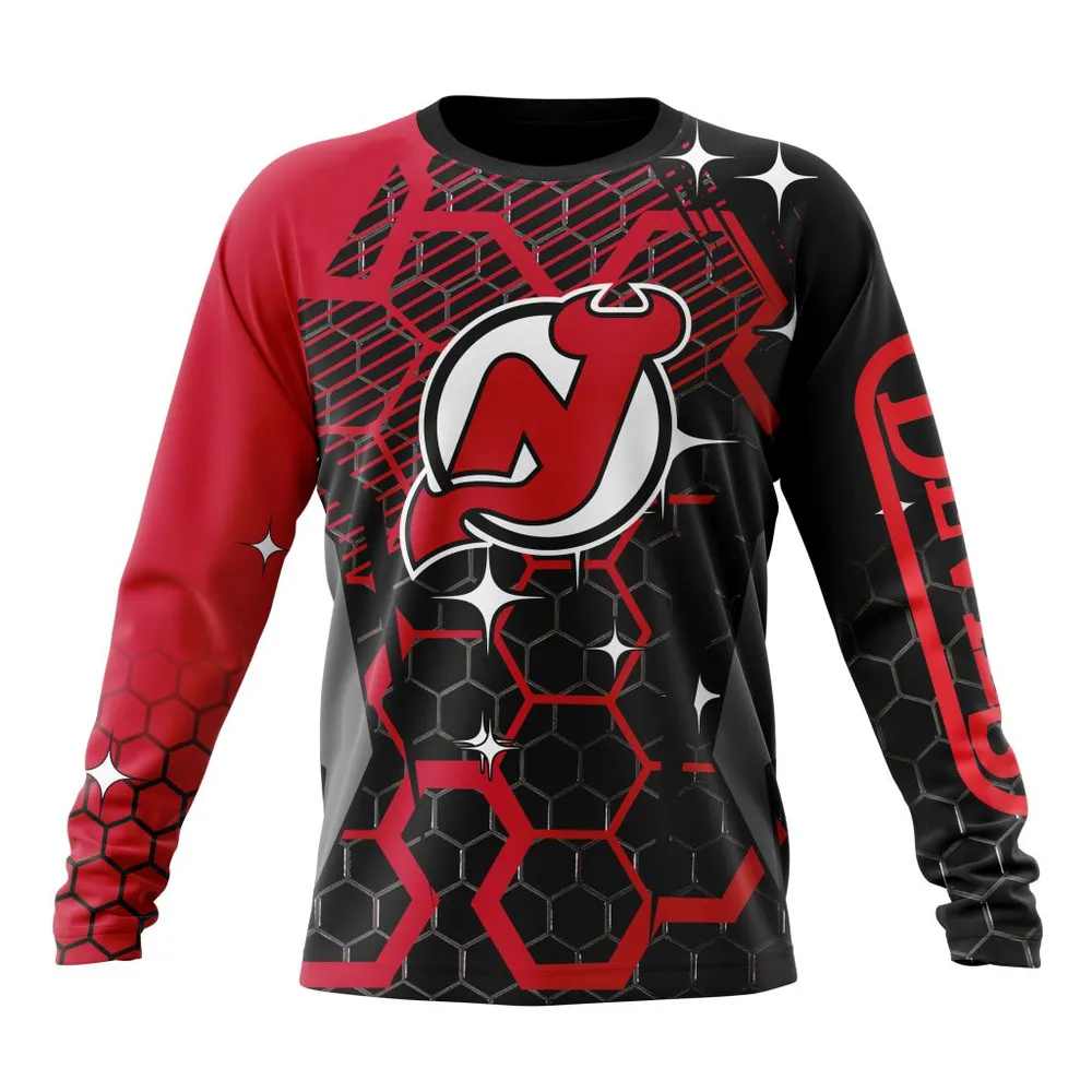 NHL New Jersey Devils | Specialized Design With Motocross Syle V0222 Long Sleeved Sweatshirt 