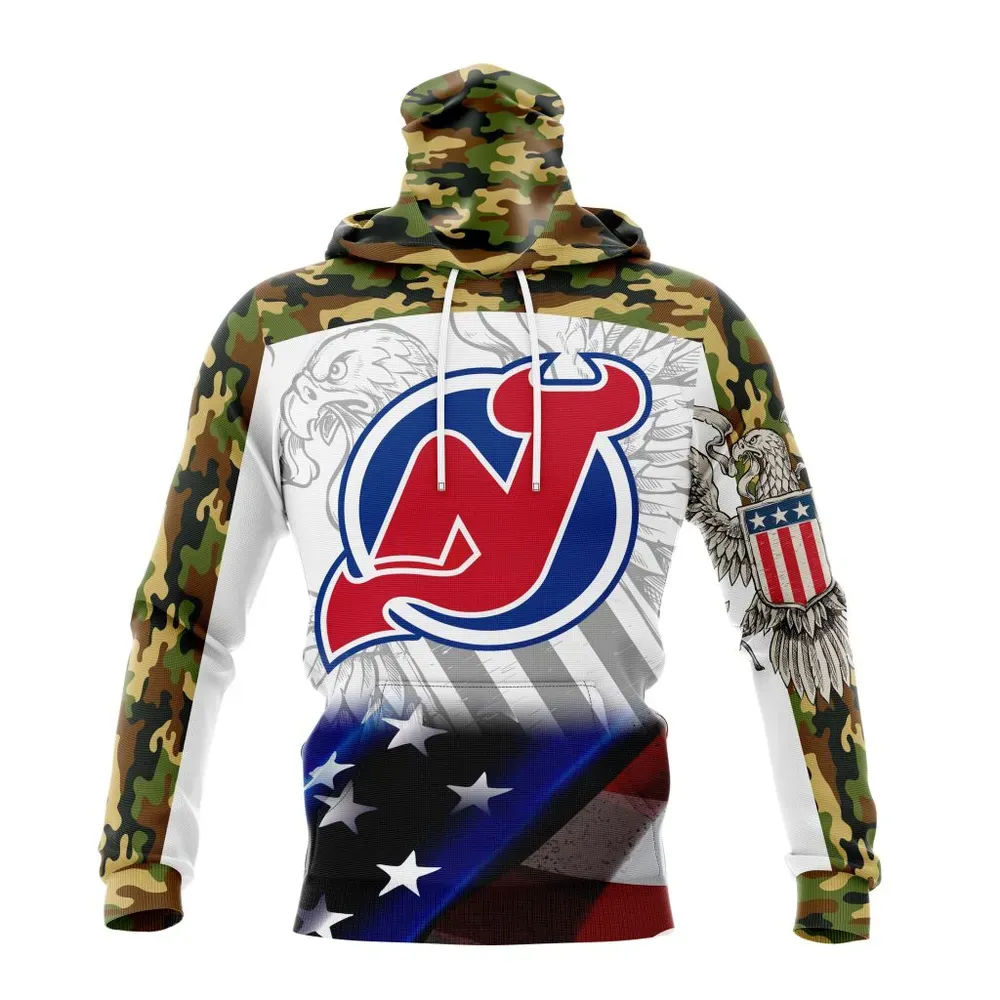 NHL New Jersey Devils | Specialized Design With Our America Flag And Our America Eagle Mask Hoodie