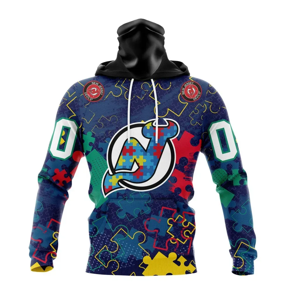 NHL New Jersey Devils | Specialized Fearless Aganst Autism Mask Hoodie