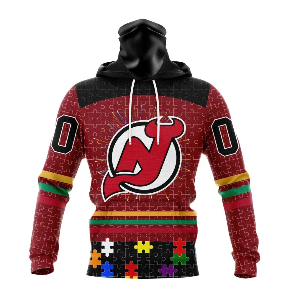 NHL New Jersey Devils | Specialized Fearless Aganst Autism V0122 Mask Hoodie