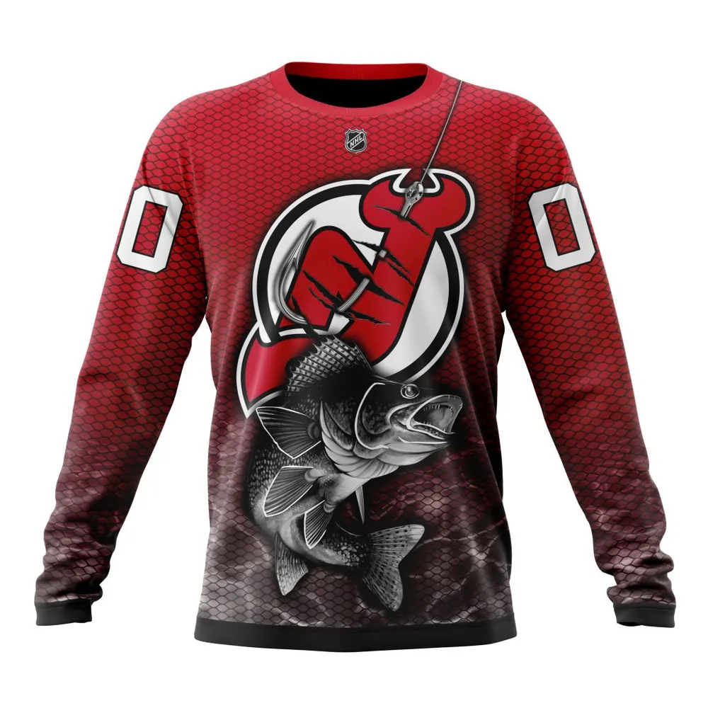 NHL New Jersey Devils | Specialized Fishing Style St2201 Long Sleeved Sweatshirt 